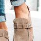 Blueberi B Round Toe Low Heel Buckle Loafers Elastomer PU Leather Size 4-11