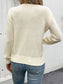 Blueberi B Women's Openwork Round Neck Long Sleeve Sweater Polyester Size S-L