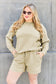 Double Take Women’s Full Size Texture Long Sleeve Top and Drawstring Shorts Set Polyester Spandex Size S-3X