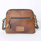 American Darling ADBG596 Speckled Cowhide & Hand-Tooled Leather Western Crossbody Bag | 7" x 9" x 3"