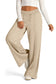 Blueberi B Women’s Drawstring Elastic Waist Wide Leg Pants Polyester Size S-2XL