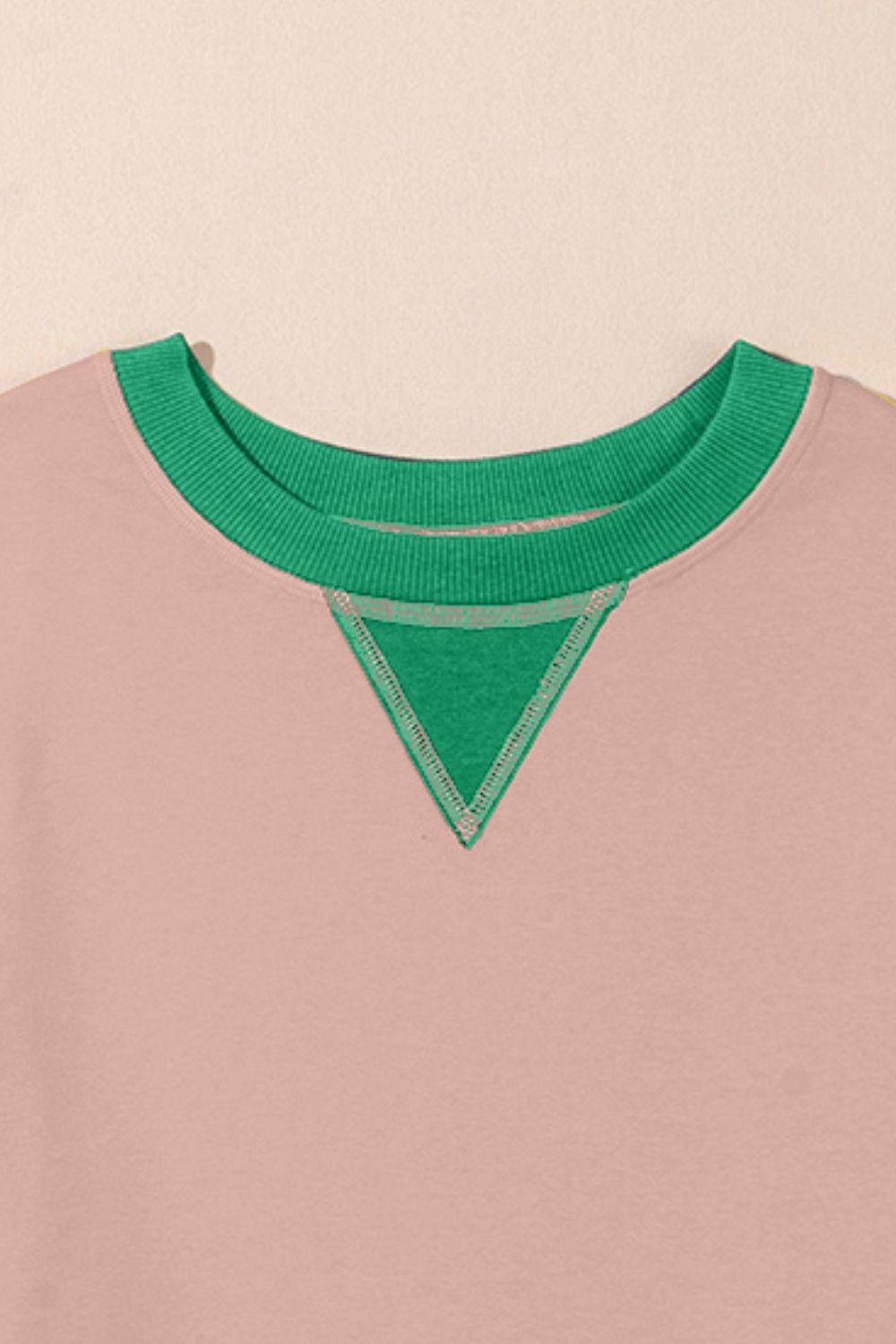 Blueberi B Women's Contrast Round Neck Long Sleeve Sweatshirt Polyester Cotton Size S-2XL