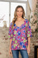 Sew In Love Women’s Full Size V-Neck Floral Half Sleeve Top Polyester Spandex Size S-3XL