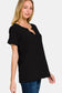 Zenana Women’s Notched Short Sleeve Waffle T-Shirt Polyester Cotton Spandex Size S-L