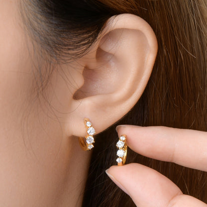 Women’s 925 Sterling Silver Moissanite Huggie Earrings