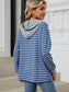 Blueberi B Women’s Drawstring Striped Long Sleeve Hoodie Rayon polyester Spandex Sizes S-2XL