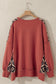 Blueberi B Women’s Plus Size Geometric Round Neck Long Sleeve Sweatshirt Polyester Cotton Elastane Size 1X-4X