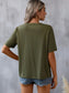 Blueberi B Women's Embroidered Notched Short Sleeve T-Shirt Polyester Elastane Size S-2XL