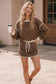 Kori America Contrast Trim Sweatshirt & Mini Skirt Set | S-XL | Mocha