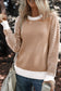 Blueberi B Women’s Striped Round Neck Long Sleeve Sweater Viscose Polyester Polymide Size S-2XL