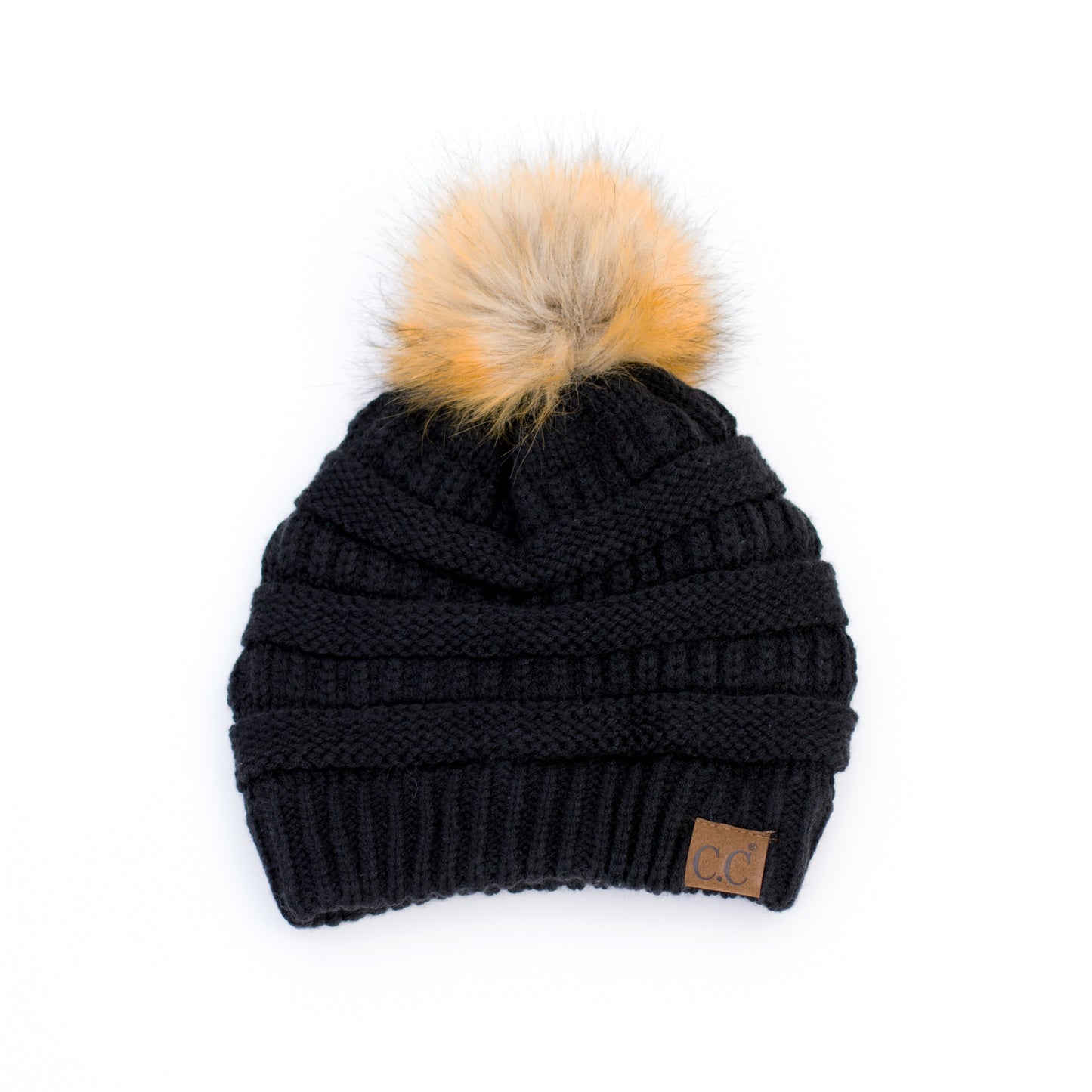 C.C® Soft Acrylic Knit Faux Fur Pom-Pom Beanie | One Size Child–Adult (Age 4+)