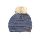 C.C® Soft Acrylic Knit Faux Fur Pom-Pom Beanie | One Size Child–Adult (Age 4+)