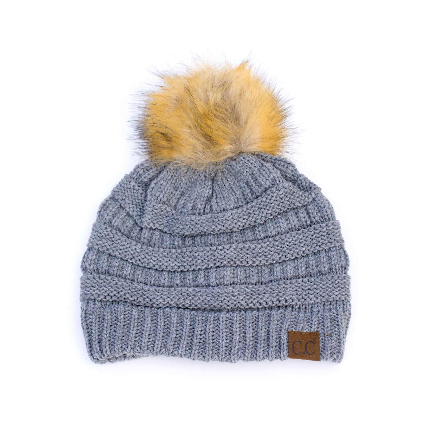 C.C® Soft Acrylic Knit Faux Fur Pom-Pom Beanie | One Size Child–Adult (Age 4+)