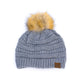 C.C® Soft Acrylic Knit Faux Fur Pom-Pom Beanie | One Size Child–Adult (Age 4+)