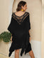 Blueberi B Women's Cutout Ruffled Half Sleeve Cover-Up Polyester One Size