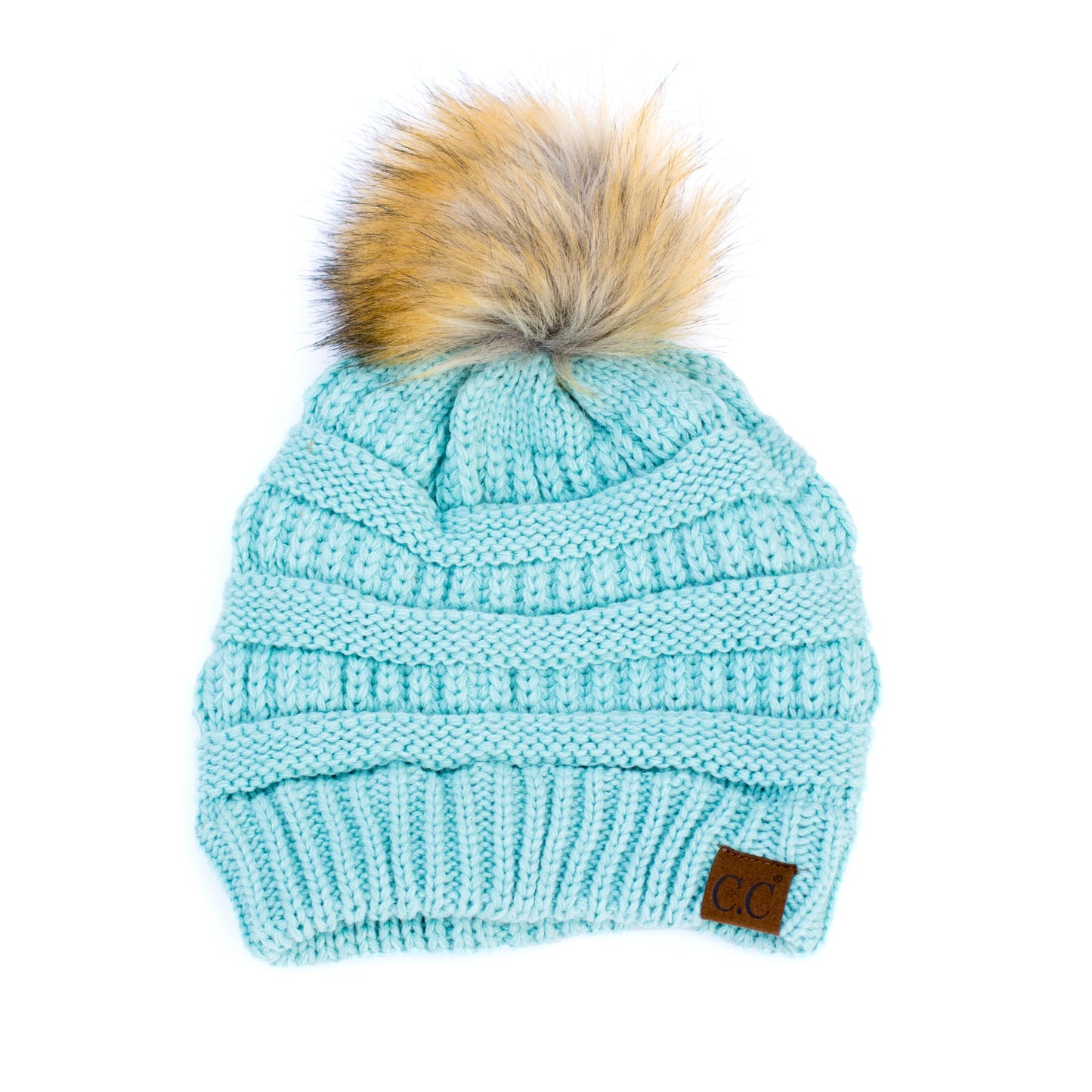 C.C® Soft Acrylic Knit Faux Fur Pom-Pom Beanie | One Size Child–Adult (Age 4+)