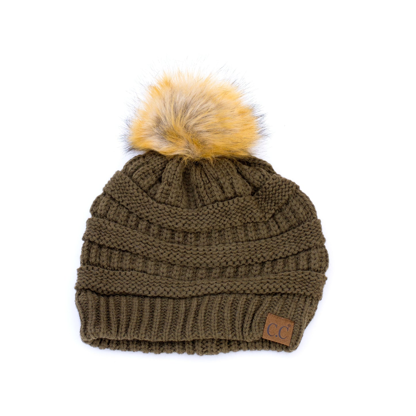 C.C® Soft Acrylic Knit Faux Fur Pom-Pom Beanie | One Size Child–Adult (Age 4+)