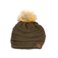 C.C® Soft Acrylic Knit Faux Fur Pom-Pom Beanie | One Size Child–Adult (Age 4+)