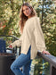 Blueberi B Women's  Slit Round Neck Long Sleeve Sweatshirt Rayon Polyester Size S-2XL