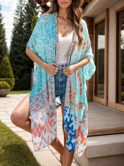 Blueberi B Women’s Printed Open Front Cover-Up Polyester One Size