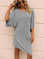 Blueberi B Women’s Ivy Lane Round Neck Three-Quarter Sleeve Tee Dress Polyester Spandex Size S-L