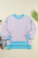 High-Low Striped Long Sleeve Sweatshirt - Women's Casual Pullover Polyester Cotton Elastane Sizes S-XL
