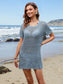 Blueberi B Women’s Openwork Round Neck Short Sleeve Cover-UP Viscose Size S-XL
