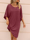 Blueberi B Women’s Ivy Lane Round Neck Three-Quarter Sleeve Tee Dress Polyester Spandex Size S-L