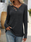 Blueberi B Women's Ribbed V-Neck Long Sleeve T-Shirt Rayon Polyester Size S-2XL