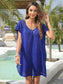 Blueberi B Women's Slit Openwork V-Neck Cover-Up Polyester One Size