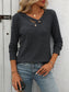 Blueberi B Women's Ribbed V-Neck Long Sleeve T-Shirt Rayon Polyester Size S-2XL
