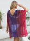 Blueberi B Women's Openwork Contrast V-Neck Cover-Up Polyester One Size