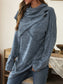 Blueberi B Women’s Asymmetrical Hem Cowl Neck Long Sleeve T-Shirt Polyester Spandex Size S-2XL