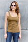 Basic Bae Women’s Full Size Square Neck Wide Strap Tank Nylon Spandex Size S-3XL