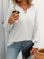 Blueberi B Women's Textured Notched Lantern Sleeve T-Shirt Polyester Spandex Size S-2XL