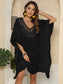 Blueberi B Women's Cutout Ruffled Half Sleeve Cover-Up Polyester One Size