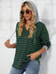 Blueberi B Women’s Drawstring Striped Long Sleeve Hoodie Rayon polyester Spandex Sizes S-2XL
