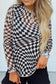 Blueberi B Women’s Checkered Mock Neck Long Sleeve Blouse Polyester Elastane Size S-XL