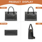 Kate Laminated City Tote | Vegan Leather & PVC, Canvas Handles | 14.5 x 5 x 11 in