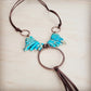 Imperial Jasper Slab Necklace w/ Copper Hoop & Tassel 252h