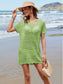 Blueberi B Women’s Openwork Round Neck Short Sleeve Cover-UP Viscose Size S-XL