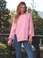 Blueberi B Women's  Slit Round Neck Long Sleeve Sweatshirt Rayon Polyester Size S-2XL