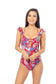 Women's Red Paisley One Piece Swimsuit Nylon Spandex Size S-L