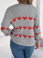 Blueberi B Women’s Heart Johnny Collar Long Sleeve Sweater Acrylic Size S-L