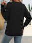 Blueberi B Women's Textured Notched Lantern Sleeve T-Shirt Polyester Spandex Size S-2XL