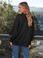 Blueberi B Women's  Slit Round Neck Long Sleeve Sweatshirt Rayon Polyester Size S-2XL
