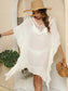 Blueberi B Women's Cutout Ruffled Half Sleeve Cover-Up Polyester One Size