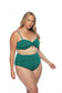 Women's Green Polka Dot High Waist Bikini Set Nylon Spandex Size S-L