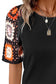 Blueberi B Women's Geometric Round Neck Short Sleeve Blouse Polyester Elastane Size S-XL