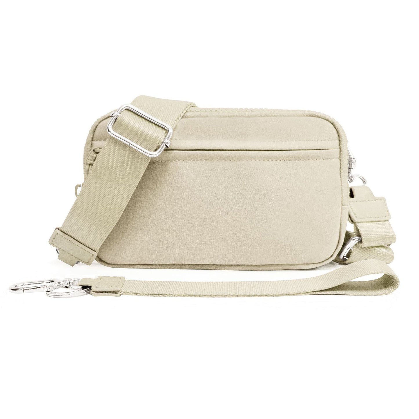 Sydney Compact Convertible Water-Resistant Nylon ID Crossbody Bag with Wristlet, Card Slots & Key Ring | Almond, Almond Check, Black, Black Check, Eucalyptus, Eucalyptus Check, Mocha, Mocha Check